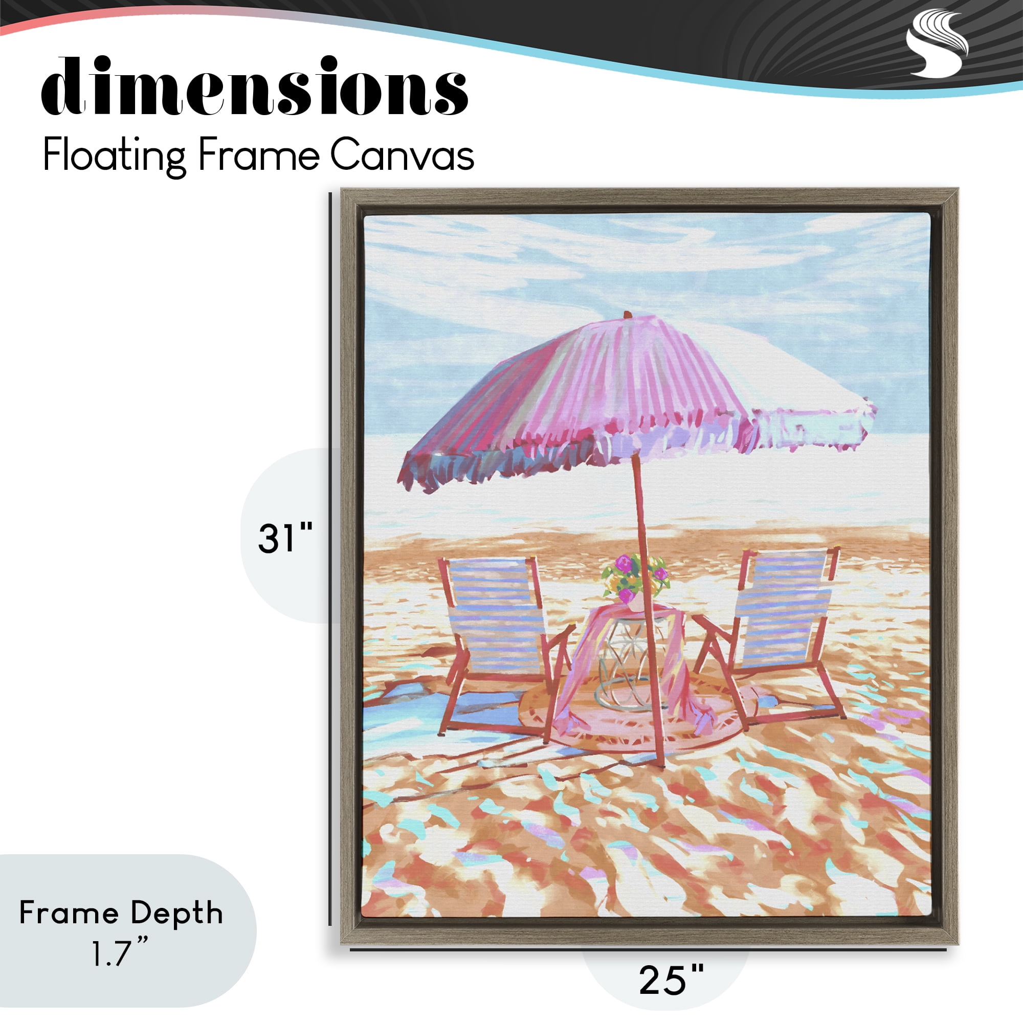 Stupell Industries Seaside Summer Picnic For Two Brown Framed Floater Canvas Wall Art, design by Ziwei Li