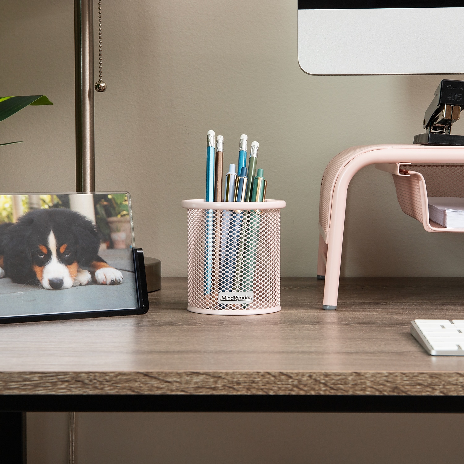 Mind Reader Metal Pen and Accessory Holder Desk Organizer Pink 3-Pieces (CLIPMESH3-PNK)