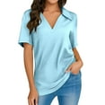 thumbnail image 1 of Hiiyo Polo à Manches Courtes Col en V pour Femmes T-Shirt Décontracté d'Été (S-TTG), 1 of 4