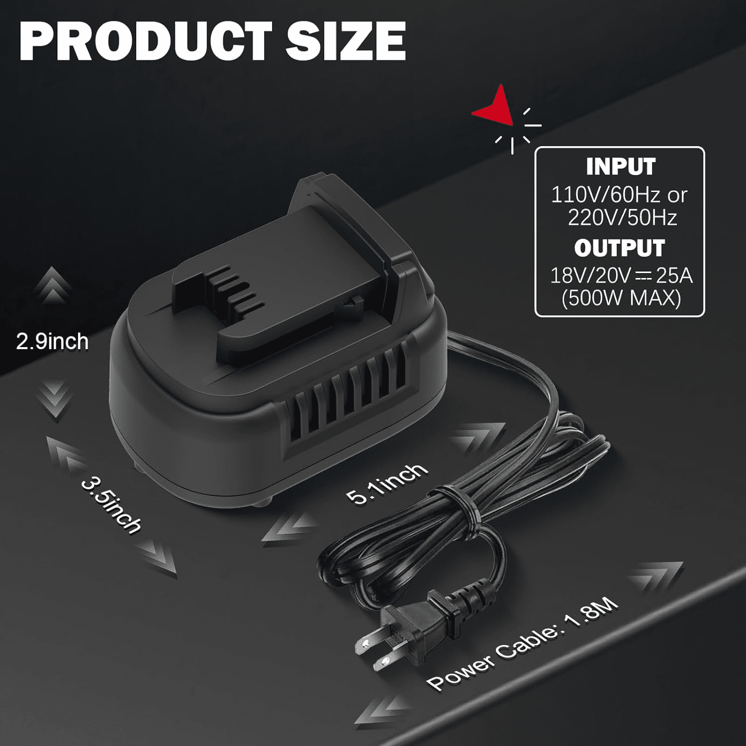 500W AC to DC Converter for Mil*wau*kee 18V Cordless Tools, 110V to 20V AC/DC Adapter Power Supply, AC Plug Transformer Adapter