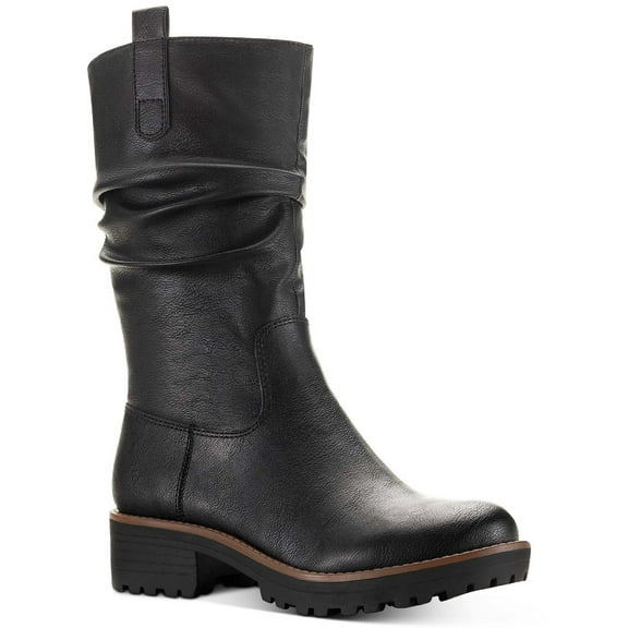 Sun Stone Womens Nelliee Lug Sole Zipper Mid-Calf Boots