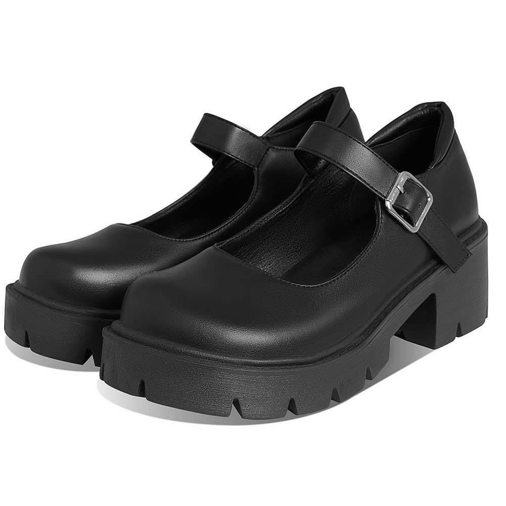 Vimisaoi Womens Mary Janes Pumps Shoes Round Toe Platform Ankle Strap ...