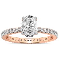 5 Carat IGI Certified Oval Shape Lab Grown Diamond Engagement Ring | 14K Rose Gold | Claire Full Eternity Diamond Ring | FG-VS1-VS2 Quality Friendly Diamonds