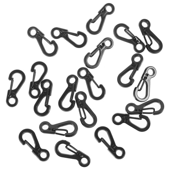 DEEPCRAFF 20Pcs Small Carabiner Clips Black Zinc Alloy Spring Clamp for Outdoor Keychain Use