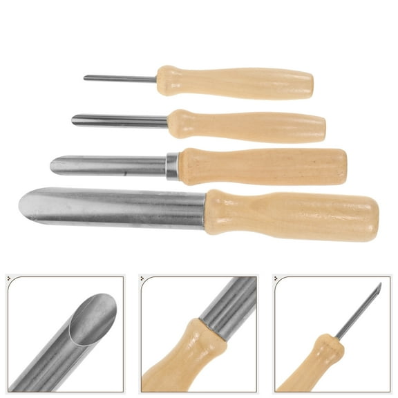 Raindrops 4Pcs Pottery Tools Kit for Polymer Clay Sculpture Round Shaping Trimming Carving Wood Material