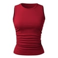 thumbnail image 7 of Women's Tank Top Sleeveless High Neck Ribbed Knitted Slim Fit Top Side Fold Basic T Shirt, 7 of 7