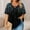 (Fashion 35)Black, variant on Aimik Plus Size Casual Top for Women Summer Printed Short Sleeve Crisscross V Neck Curved Hem Tops Loose Comfort Blouse