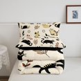 thumbnail image 5 of Manfei Retro Cat Queen Comforter Set, Autumn Foliage Comforter Sets Queen, Cream Brown, Black Reversible, 3 Pieces, 1 Comforter and 2 Pillowcases, 5 of 7