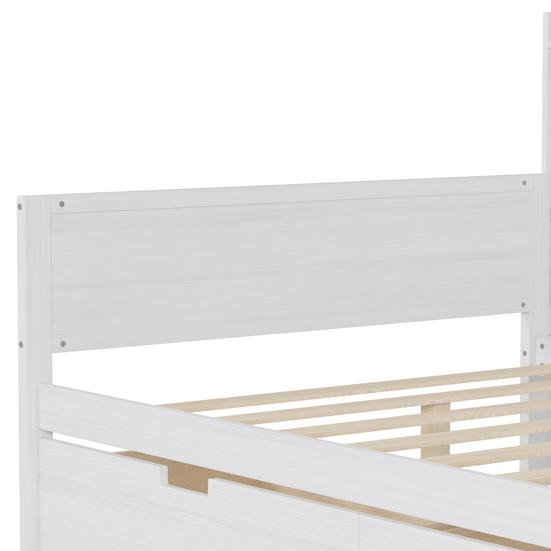 Noble House Full Size Daybed with Storage Shelves, 2 Drawers and Study Desk, Antique White
