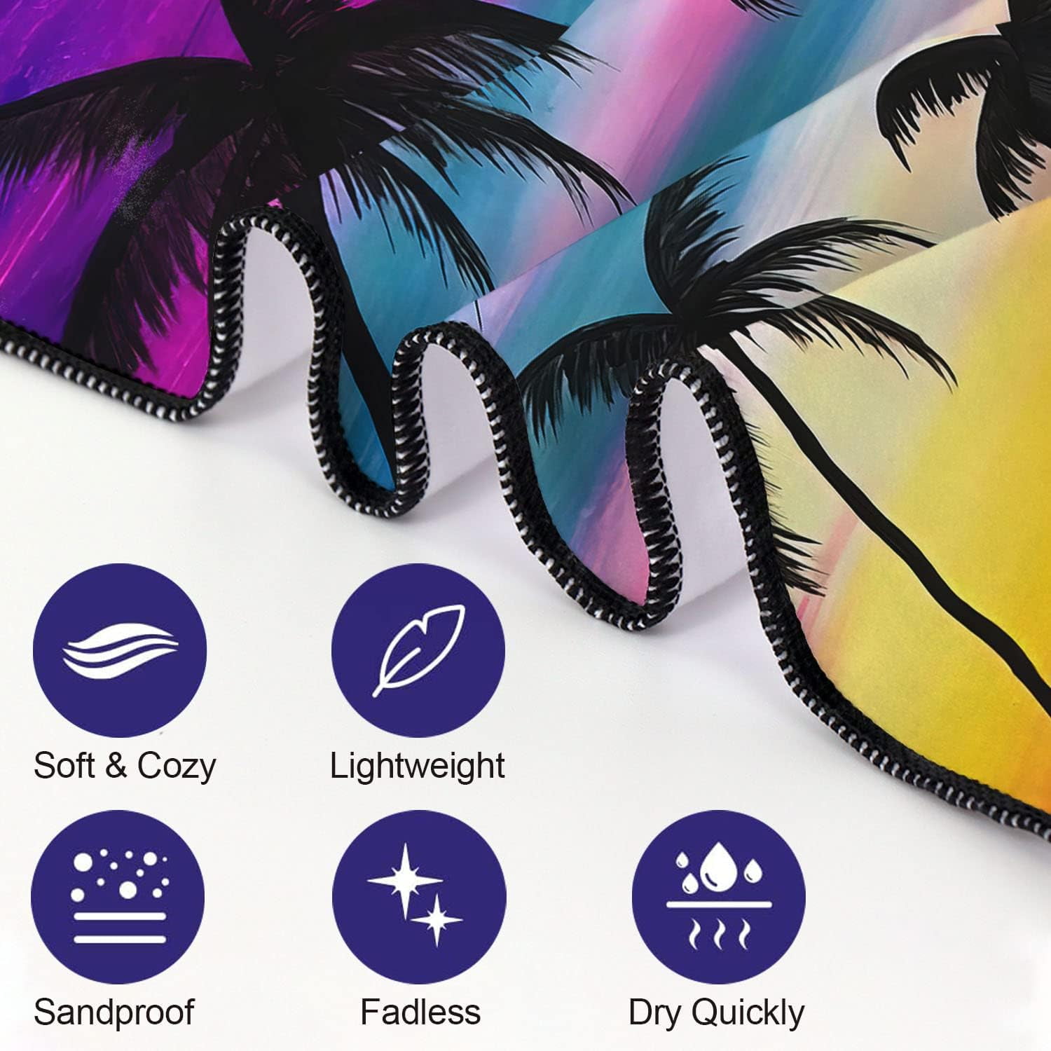 Coconut Palm Tree Beach Towel Oversized 36"x72" Quick Dry Sand Free Colorful Sunset Beach Towels Soft Lightweight Microfiber Towels for Swim Pool Camping Travel