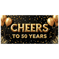thumbnail image 2 of LUUFILx Golden 50th Celebration Backdrop Banner Party Supplies Decorations Anniversary Elegant Photography Props Birthday Background Event Decor Congratulatory, 2 of 7