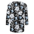 thumbnail image 5 of Plus Size Women's Floral Print 3/4 Sleeve Tshirts Crewneck Tunic Tops Classic-Fit Basic Tee Clothes, 5 of 5