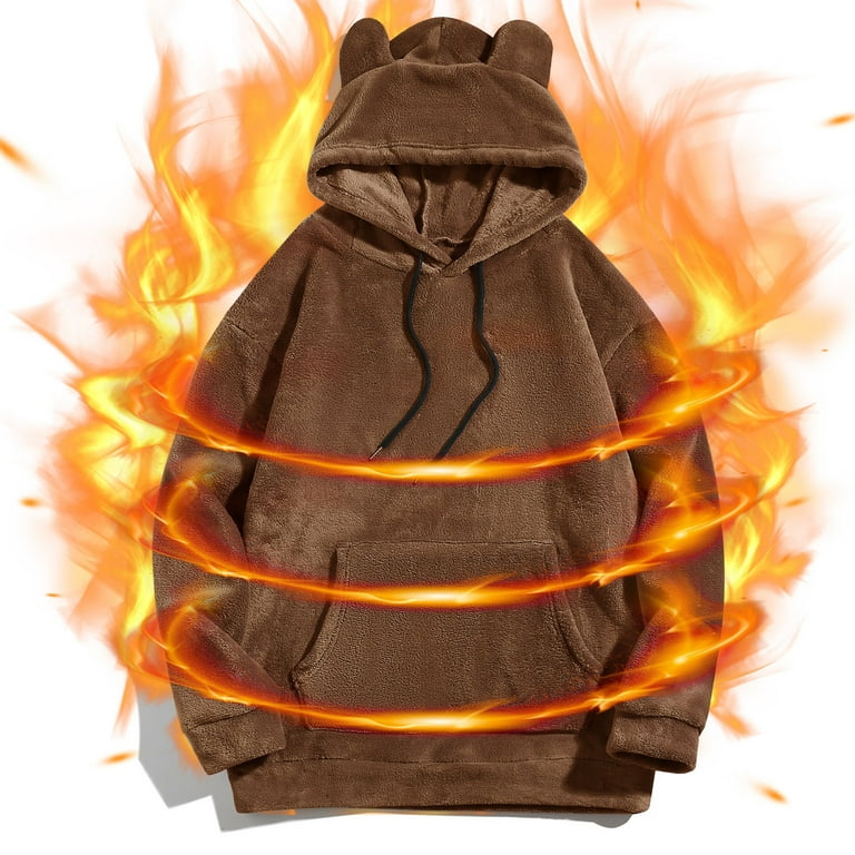 GA WEIHUA Online Deals,Cute Teddy Bear Ears Hoodie for Men Fuzzy