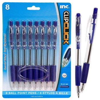 Inc.ClipClicks Retractable Ballpoint Pens 8ct Packs DIFFERENT COLORS TO CHOOSE 