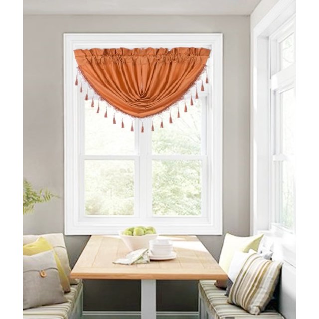 panel opaco con forro de espuma sólida, para media cortina o cenefa, estilo cascada, para oscurecer la habitación, disponible en varios colores y tamaños (cenefa naranja (RS8)).
