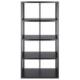 thumbnail image 2 of Pemberly Row 4x2 Modern Wood Storage Cabinet with Wainscoting Panel in Black, 2 of 9