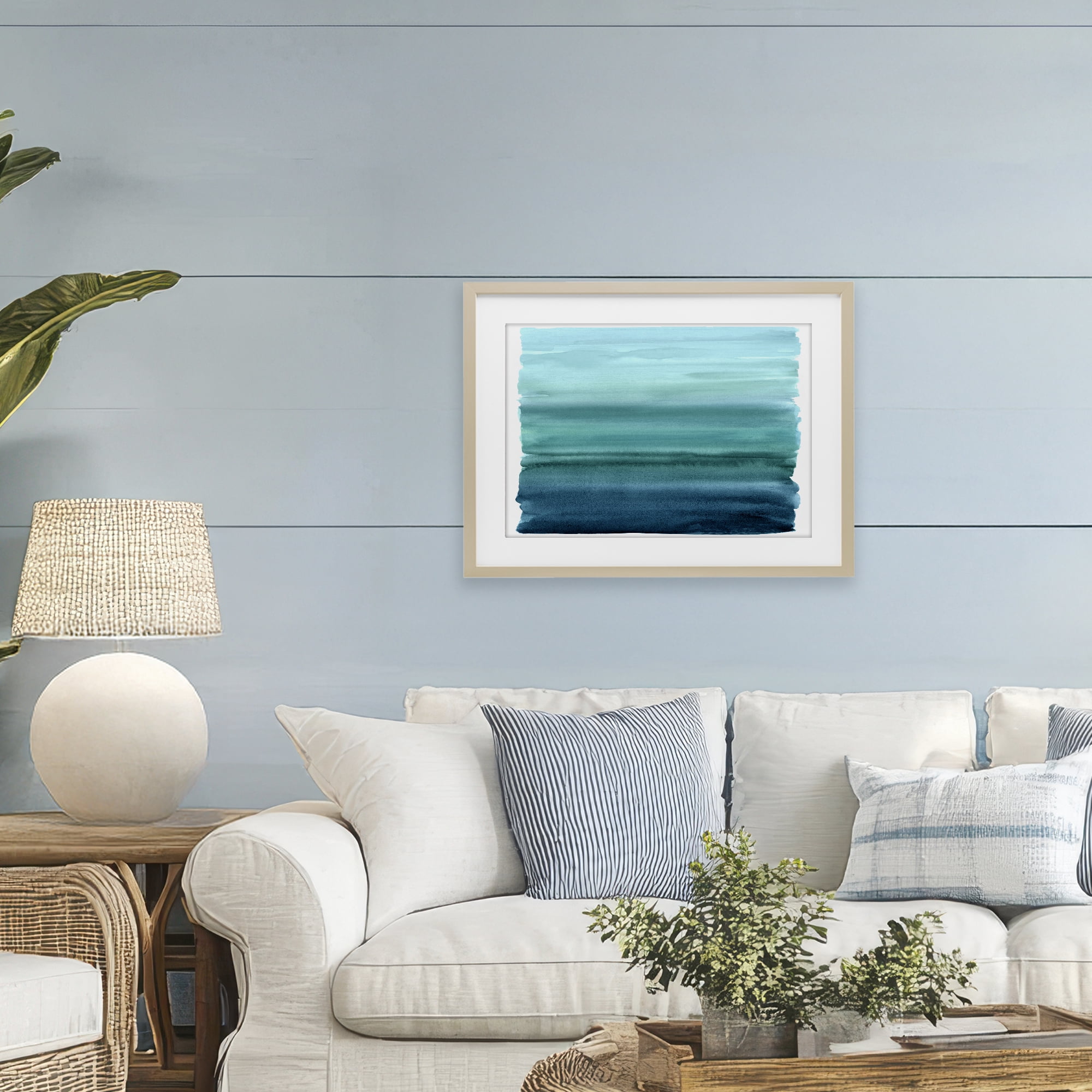 Stupell Industries Ombre Teal Gradient Birch Framed Print Under Glass, design by Allie Corbin