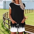 thumbnail image 3 of gbyLJF Shorts Set for Women Summer Two Piece Short Sleeve Sweatsuit Crewneck Tops Matching Drawstring Shorts Sets, 3 of 6