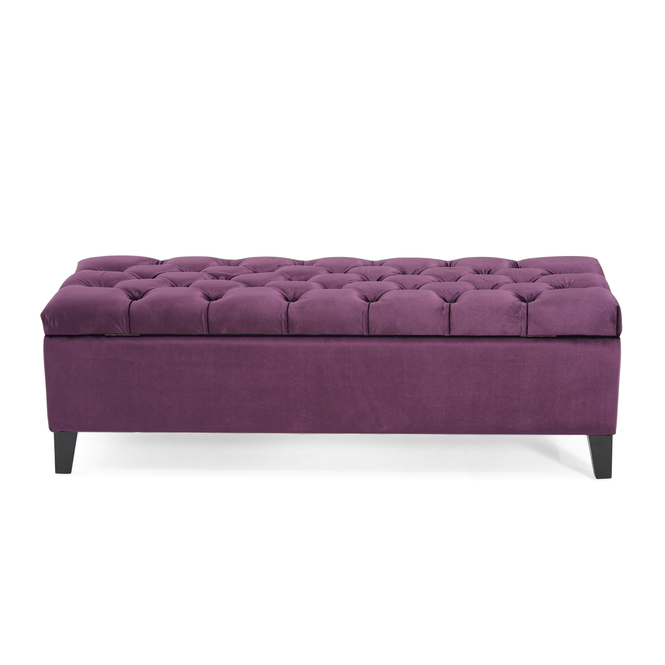 Christopher Knight Home Modern 52" Velvet Storage Ottoman Bench, Button Tufted, Purple