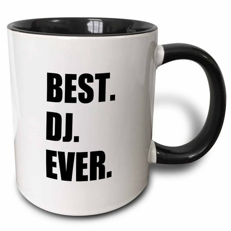3dRose Best DJ Ever - fun musical job pride gifts for music deejay - black, Two Tone Black Mug,