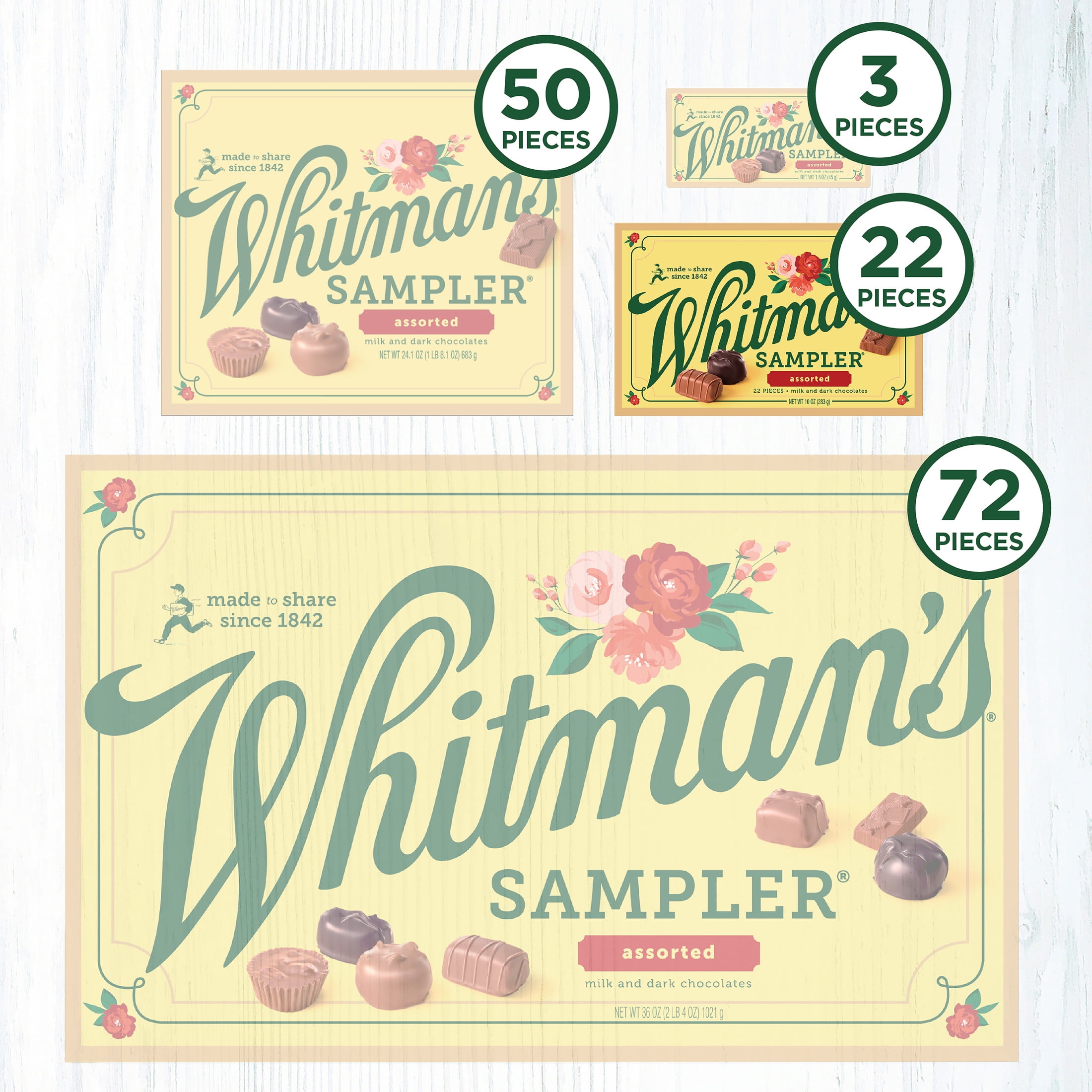WHITMAN'S SAMPLER Assorted Milk & Dark Chocolate Gift Box, 10 oz. (22 pieces)