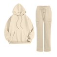 thumbnail image 4 of NMMUED Sweat Set for Women Tracksuit for Women Hoodie and Sweatpants Set for Women Fall Outfits Jogger Sets for Women 2 Piece, Beige L, 4 of 4