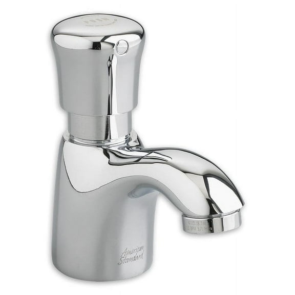 American Standard Pillar Tap Metering Faucet with Extended Spout 0.5 GPM in Polished Chrome