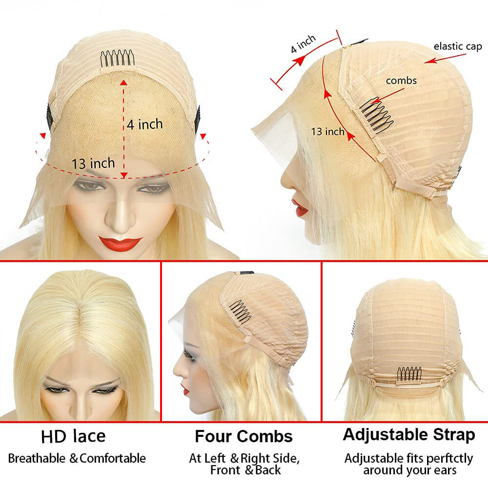 Lace Front Wigs Human Hair Pre Plucked Deep Wave HD Transparent Lace Front ＿並行輸入品 - 3