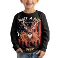 thumbnail image 3 of Psesaysky Toddler Boys Long Sleeve Shirts 2 Pack Deer Graphic Casual Comfotable Crewneck Tops, Trendy Fall Winter Layering Tees, 7-8 Years, 3 of 5