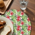 thumbnail image 3 of Tropical Leaves Round Placemats Set of 4 for Dinning Tables,Heat-proof Braided Table Mats 13 Inch,Summer Green Pink Flower Floral Washable Place Mat for Kitchen Restaurant Party Decor Table Setting, 3 of 9