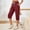 *Wine, variant on ClodeEU Women's Solid Color Drawstring Elastic Waist Capri Shorts with Pockets,Casual Athletic Cropped Bottoms Black,Womens Plus XL