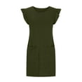 thumbnail image 5 of Leesechin Summer Dresses for Women Ladies Plus Size Elegant Dress Sweet & Cute V-Neck Mini Dress with Pocket Short Sleevele Ruffle Dress, 5 of 9
