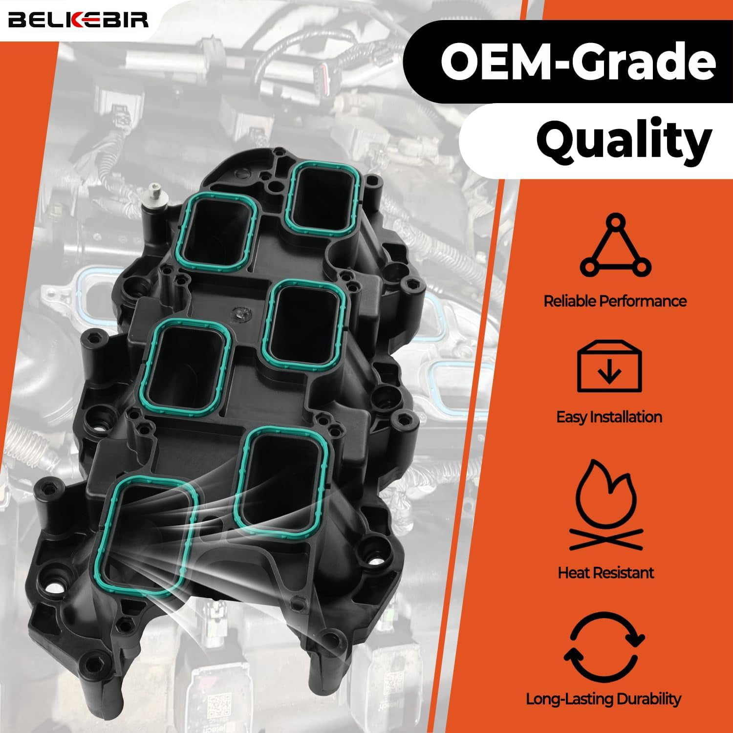 Lower Intake Manifold with Gasket for 2011-2021 Dodge Charger Challenger Durango Jeep Wrangler Grand Cherokee RAM 1500 ProMaster Chrysler 200 300 Town & Country 3.6L Pentastar V6 Replace 05184199AF