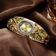 thumbnail image 2 of Women Rhinestone Flower Bracelet Bangle Oval Dial Analog Quartz Wrist Watch, 2 of 8