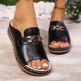 thumbnail image 4 of Xdegoge Mules for Women Wedge Slide Sandals Peep Toe Classic Horsebit Hardware Backless Slip On Dressy Casual Office Summer Comfort Daily Walking Shoes, 4 of 6