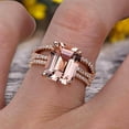 thumbnail image 2 of 2.25 Carat 7x5mm Emerald Cut Pink Morganite Engagement Ring 10k Rose Gold Promise Ring for Bride or Anniversary Gift Startling Jewelry Twisted Across Matching Band, 2 of 5