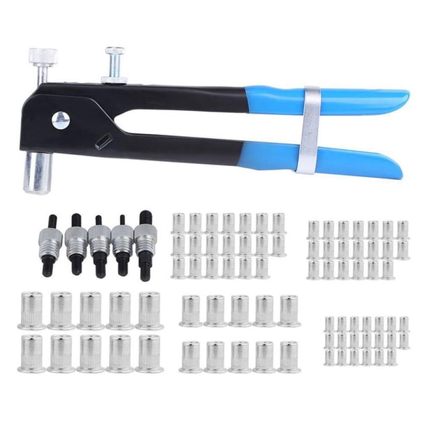 Pistola De Tuercas De Remache Con 80 Piezas De Tuercas De Remache Y 5 Piezas De Mandriles Tuerca Roscada De Servicio Pesado Remachador De Mano Kit De Tuerca De Remache Ciego Noticed TO005083-00