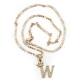thumbnail image 2 of Cadena y dije de brillos con corona de oro laminado letra W, 2 of 7