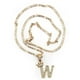 thumbnail image 2 of Cadena y dije de brillos con corona de oro laminado letra W, 2 of 7
