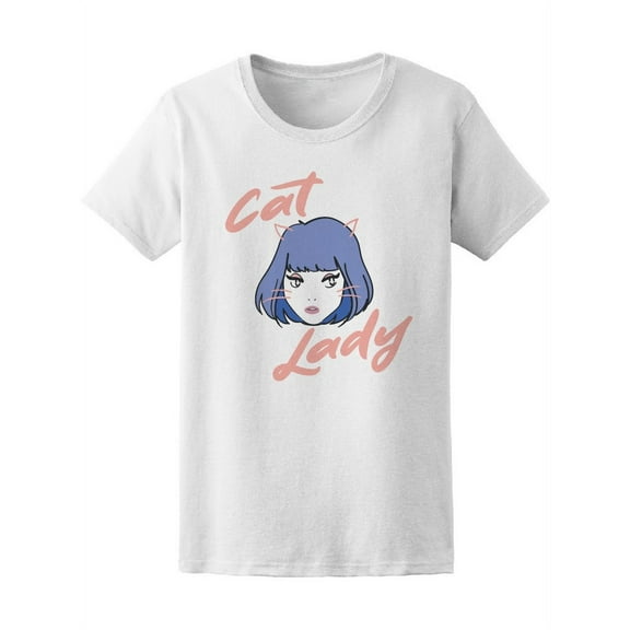 Cute Anime Girl Cat Lady T-Shirt Women -Image by Shutterstock, Female Large