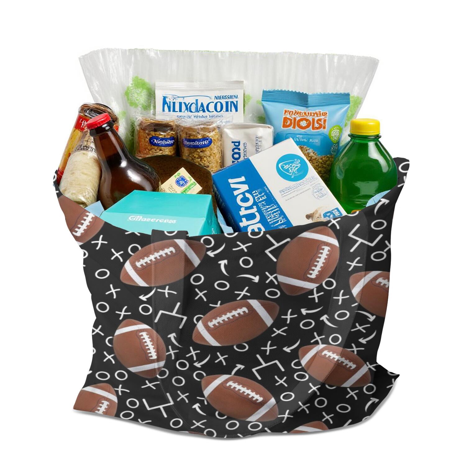 Player Sports Canvas Tote Bag – Baseball Football Soccer Basketball Print Reusable Tote Bag, Kids Boys Teen Athlete Team Competition Play Training Softball Volleyball Tennis Golf
