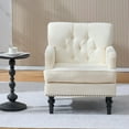 thumbnail image 3 of CQSXDA Mid Century Modern Accent Chair with Studded Details and Corduroy  for Living Room Decor, Beige, 3 of 9