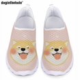 thumbnail image 1 of Doginthehole - Zapatos de enfermera con dibujos animados para mujer, diseño de cachorro Corgi, planos, informales, blancos, transpirables, ligeros, sin cordones, de malla, 1 of 5