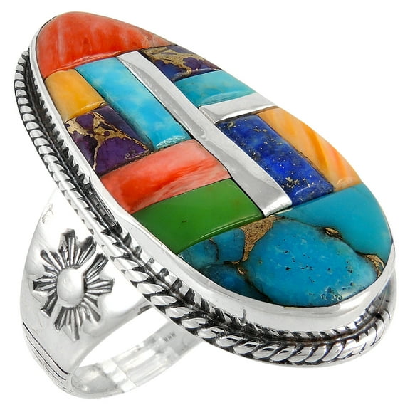 Turquoise Jewelry Ring Multi-Colors for Women Sterling Silver 925 | Turquoise Network | R2230-C51-6