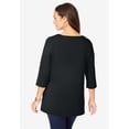 thumbnail image 3 of Jessica London Women's Plus Size Stretch Cotton Crochet Notch Neck Tunic, 3 of 3