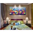 thumbnail image 6 of HFDF Blue Gold Abstract Canvas Art Modern Oil Painting Giclee Print Bold Navy Azure Swirls with Metallic Gold Highlights for Living Room Home Office Decor 24x16inch Framed, 6 of 6