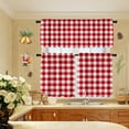 thumbnail image 3 of Buffalo Check Tiers and Valances Set Red and White Farmhouse Kitchen Window Curtain Rod Pocket Window Treatment Decor Curtain, 3 of 6