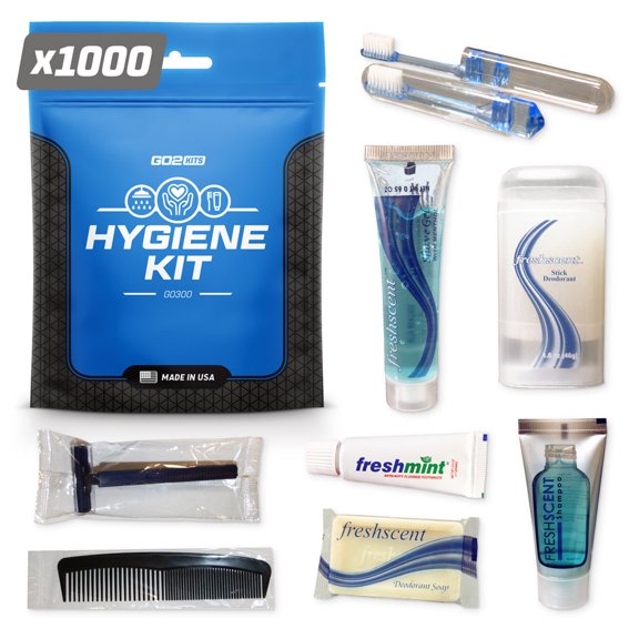 Go2Kits PPE Hygiene Toiletry Kits (1000 Pack) for Travel, Business and Charity