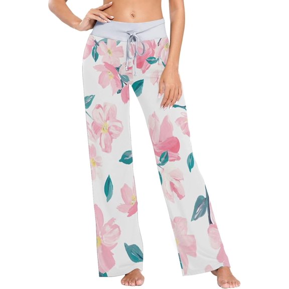 GZHJMY Women's Pajama Pants Pink Cherry Comfy Stretch Sleepwear Essentials womens Lightweight Lounge Terry Pajama Pant, Medium