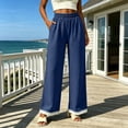 thumbnail image 6 of YuXingFu Womens Linen Pants Women Petite Relaxed Palazzo - Cargo Pocket Summer Navy XXL, 6 of 7